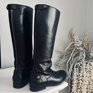 Frye Melissa Button Back Zip Black leather boots women size 6.5